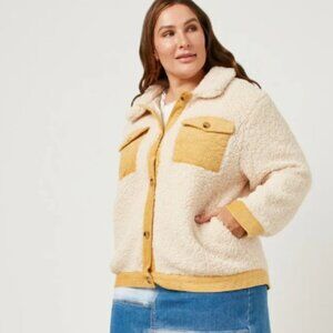 Contrast Corduroy Button Up Sherpa - NWT